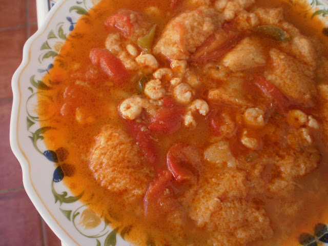 Sopa poncima con camarones